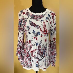 Solitaire Red and Blue Floral Blouse